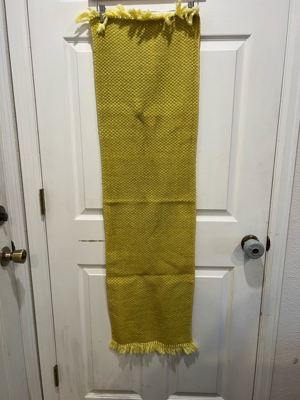 Yellow Woven Table Runner with Fringe